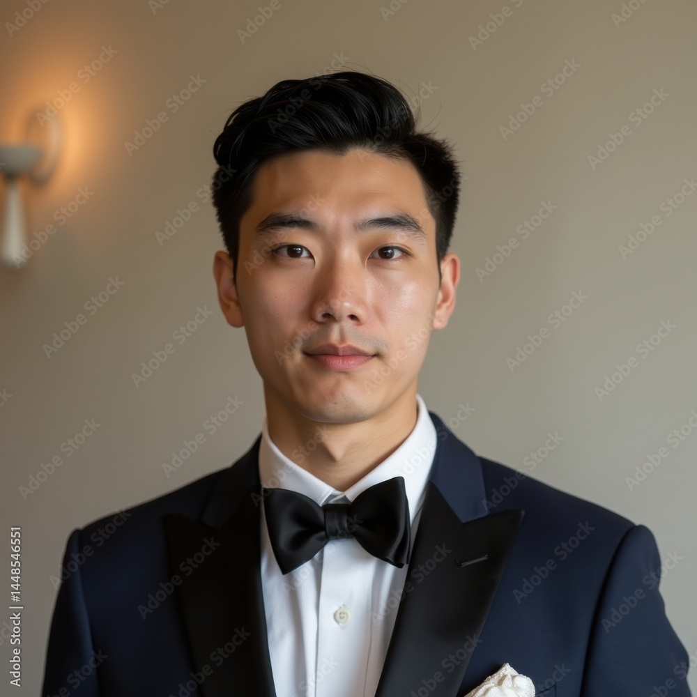 A wedding guest in formal attire poses for a classic portrait, soft lighting, neutral background, elegant and timeless look.
A wedding guest in formal attire poses for a classic portrait, soft lighting, neutral background, elegant and timeless look.