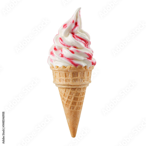 Isolated white chocolate raspberry swirl ice cream cone elegant and vibrant
