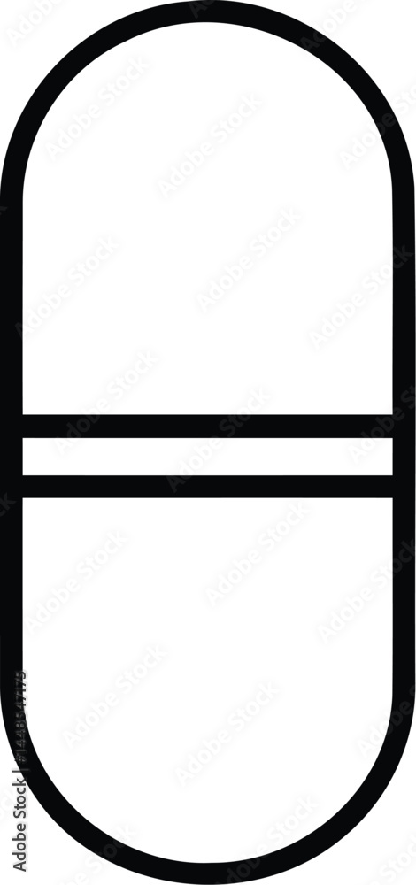 Black Minimalist Capsule Line Art for Medical Use Black Minimalist Capsule Line Art for Medical Use