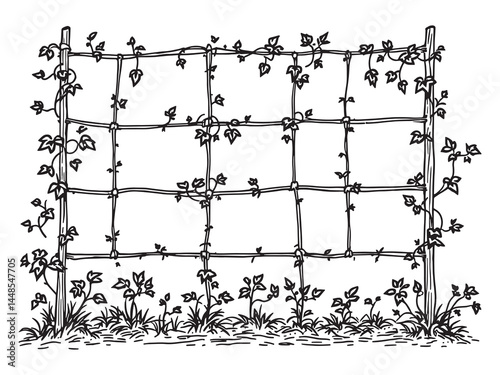 Cucumber Trellis line art icon garden support design