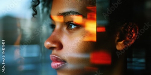 Immersive Digital Identity Cinematic Profile Portrait Exploring Emotional Depth through Translucent Tech-Inspired Visual Overlay - Next-Gen Personal Branding Aesthetic