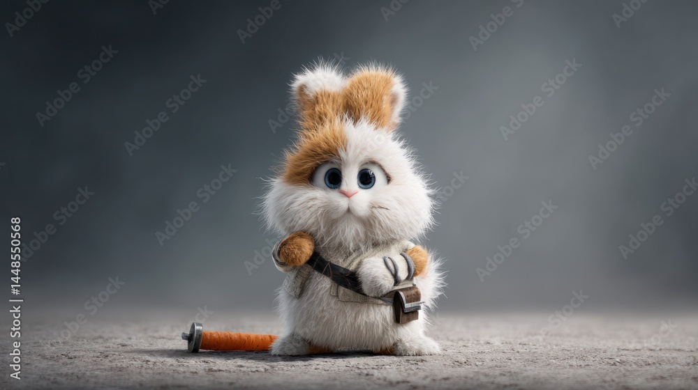 Fototapeta premium Cute fluffy bunny character