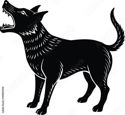 Silhouette Of A Dog Barking
