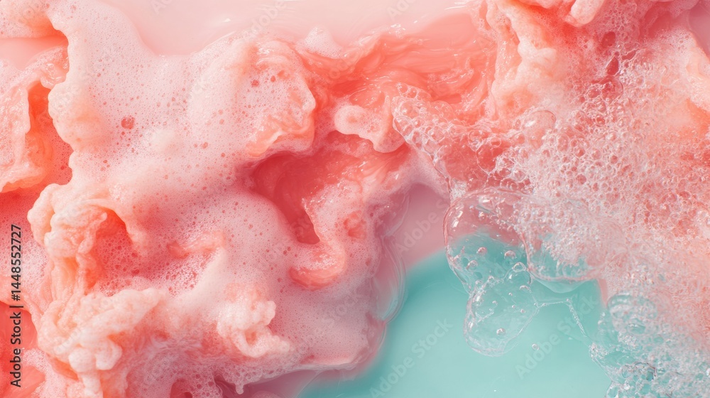 Fototapeta premium Ethereal Fluid Dynamics Coral and Aqua Abstract Texture - Trending Aesthetic Creativity for Digital Art, Marketing, and Innovative Visual Branding Experiences