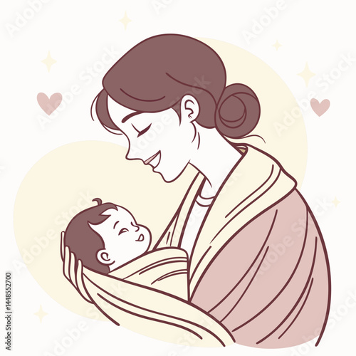 mother and baby vector silhouette 