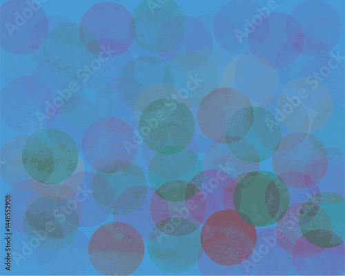 This image is an abstract digital artwork consisting of numerous overlapping translucent circles of varying colors, including blue, green, red, purple, and yellow. The background is a solid light 