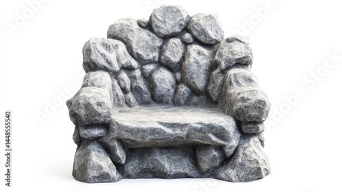 A stunning image of stone throne isolated on white background.