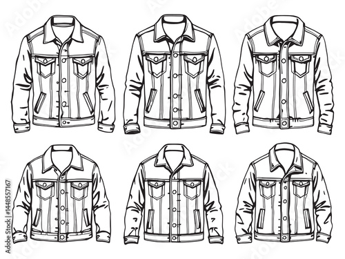 Denim Jacket line art icon stylish clothing accessory image