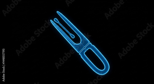Futuristic glowing blue clothes peg on black background