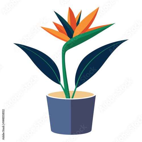 Create a strelitzia reginae flowers with ceramic pot 1.