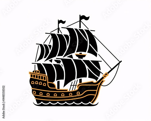 pirate ship on a white background