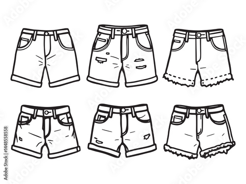 Denim Shorts line art icon creative graphic drawing