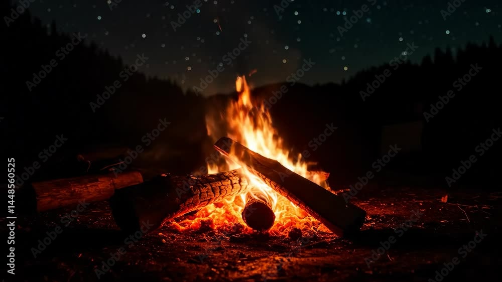 Realistic Campfire Flames Burning Bright in the Dark Night for Relaxing and Cozy Atmosphere Video 4k video Realistic Campfire Flames Burning Bright in the Dark Night for Relaxing and Cozy Atmosphere Video 4k video