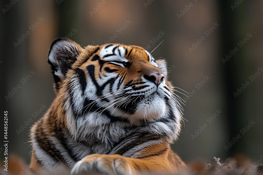 Fototapeta premium Close-up portrait of a tiger with its eyes closed