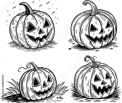 set of halloween pumpkins Silhouette