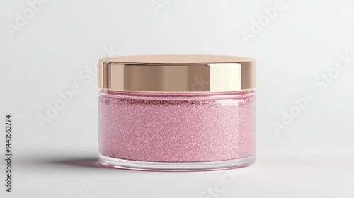 Pink Glitter Cosmetic Jar Mockup on White Background 