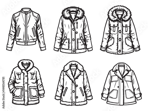 Detailed Fur Coat Illustration for Fashion Sketches and Clothing Concepts