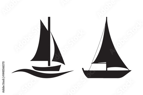 Silhouette Sailboat Vector Clipart Nautical Boat Illustrations