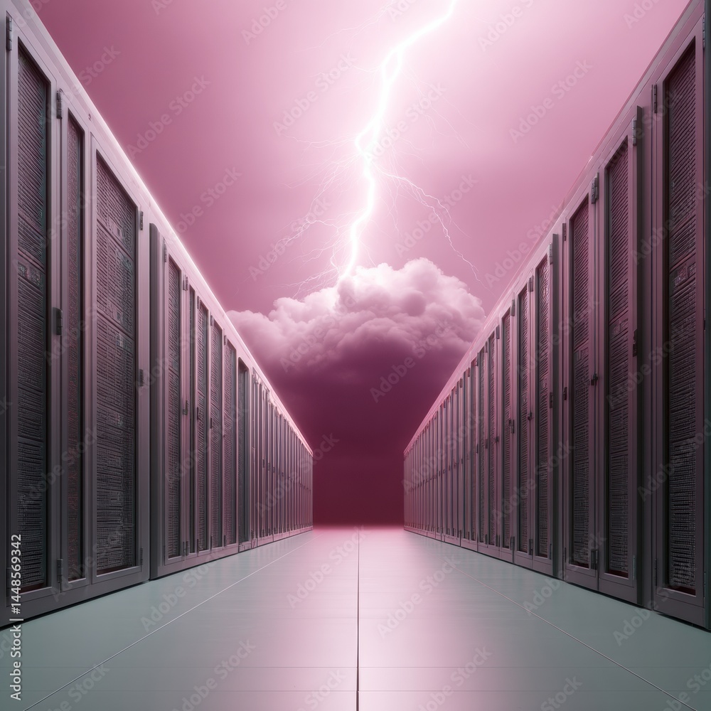 National Email Day Tech Vision Hyper-Secure Cloud Infrastructure with Dramatic Lighting, Futuristic Data Center Aesthetics Symbolizing Digital Transformation and Enterprise Resilience
