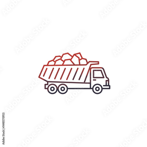 Minimalist coal hauling truck. Non-renewable natural resources