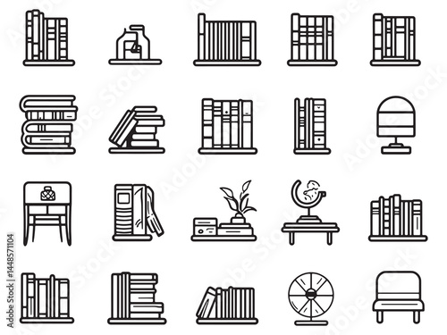 Detailed Line Art of Public Library Building