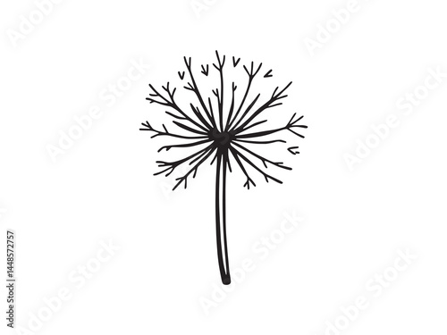 Detailed Line Art Representation of a Dandelion Leaf