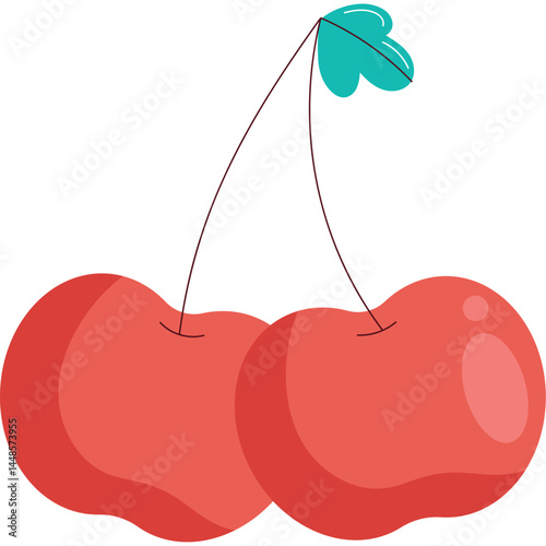 Vibrant Flat Design Cherry Fruit Vector Illustration
