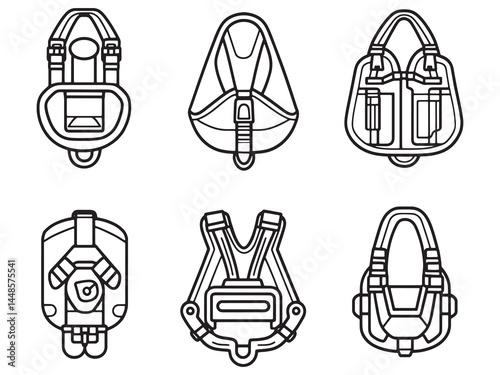 Detailed Line Drawing of Safety Harness for Workplace Protection