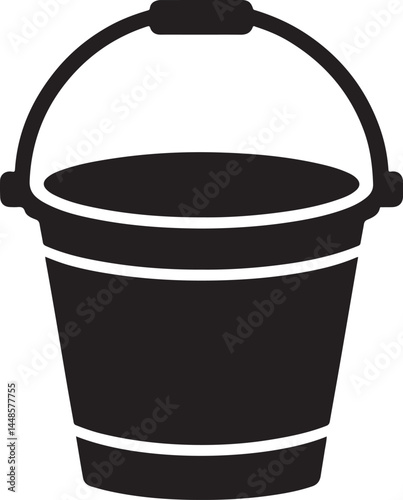Bucket icon in flat style Garbage pot vector illustration on white isolated background Pail business concept
