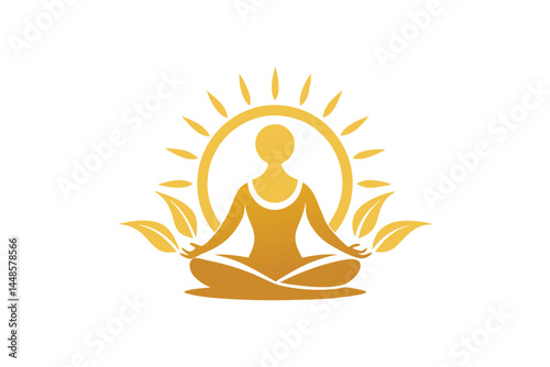 Yoga Figure with Sun Logo 