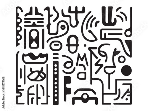 Detailed Street Art Mural Urban Style Line Drawing