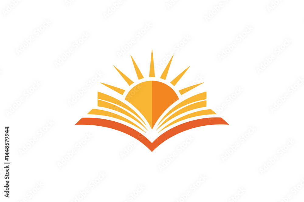 Obraz premium Book and Sun Logo
