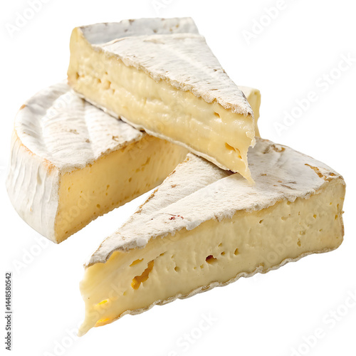 brie cheese close vertical shot from the top on white