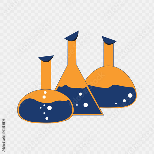 Test tube icon set, different kind of flask. Vector