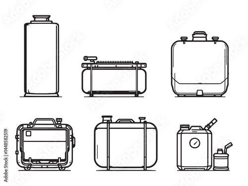 Diesel Tank line art icon for fuel storage