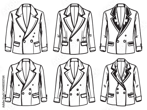 Double Breasted line art icon elegant coat outline sketch