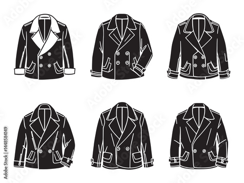 Double Breasted line art icon modern fashion illustration concept