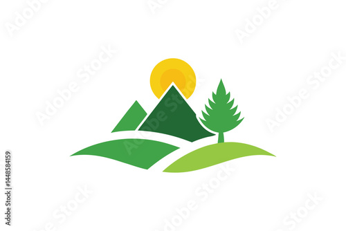 Green Tree Hills and Sun Logo
