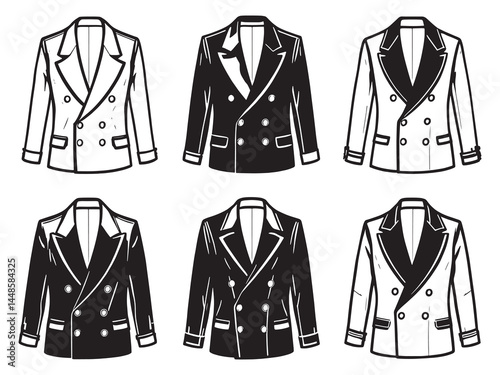 Double Breasted line art icon stylish jacket outline drawing