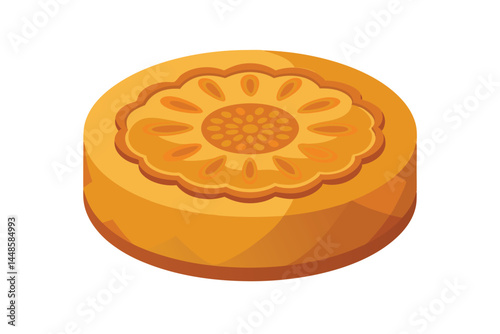 Moon Cake Isolated on White Background 