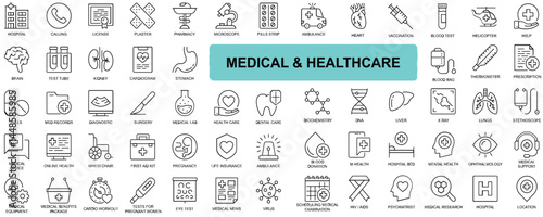 Medical and Healthcare Line Icons - Editable Stroke Vector Set