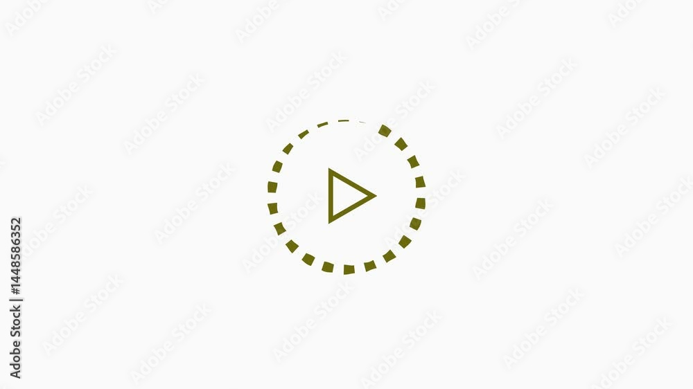 Animated video player icon featuring a dynamic play button on a smooth white background. Ideal for intros, media apps, websites, or any digital content that needs a clean video themed animation.
