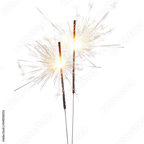 Sparklers Descending Mid Air  isolated on a transparent background