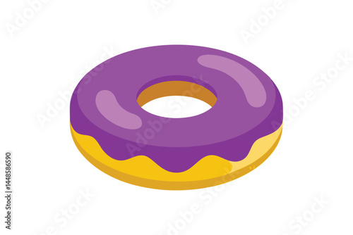 Single Purple Fancy Donut Isolated on White Background