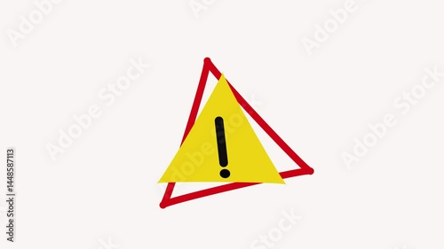 Motion graphic of a simple warning alert icon with danger sign. Animated UI element for caution messages, error states, and security notifications.
