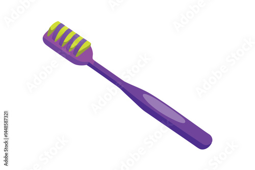 Sleek Purple Toothbrush Isolated on White Background 