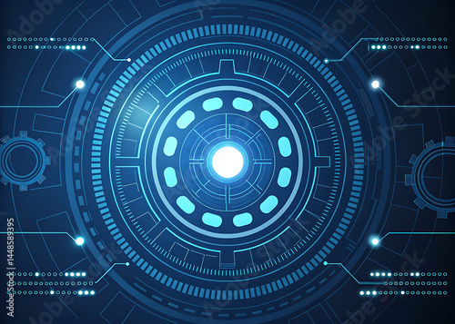 Digital padlock illustration featuring binary code and futuristic circles against a blue and white background: cybersecurity concept