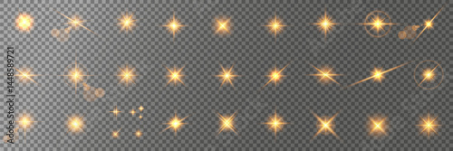 Lens Flare, light glow effect. sun or realistic shining star with backlight effect. bokeh glitter and sparkles or sparkles on transparent background.