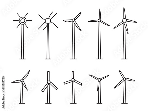 Eco Friendly Wind Energy Generation Line Art Design