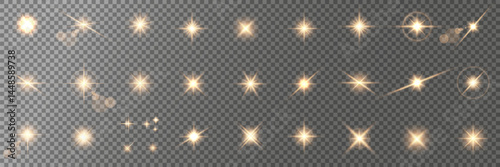 Lens Flare, light glow effect. sun or realistic shining star with backlight effect. bokeh glitter and sparkles or sparkles on transparent background.
